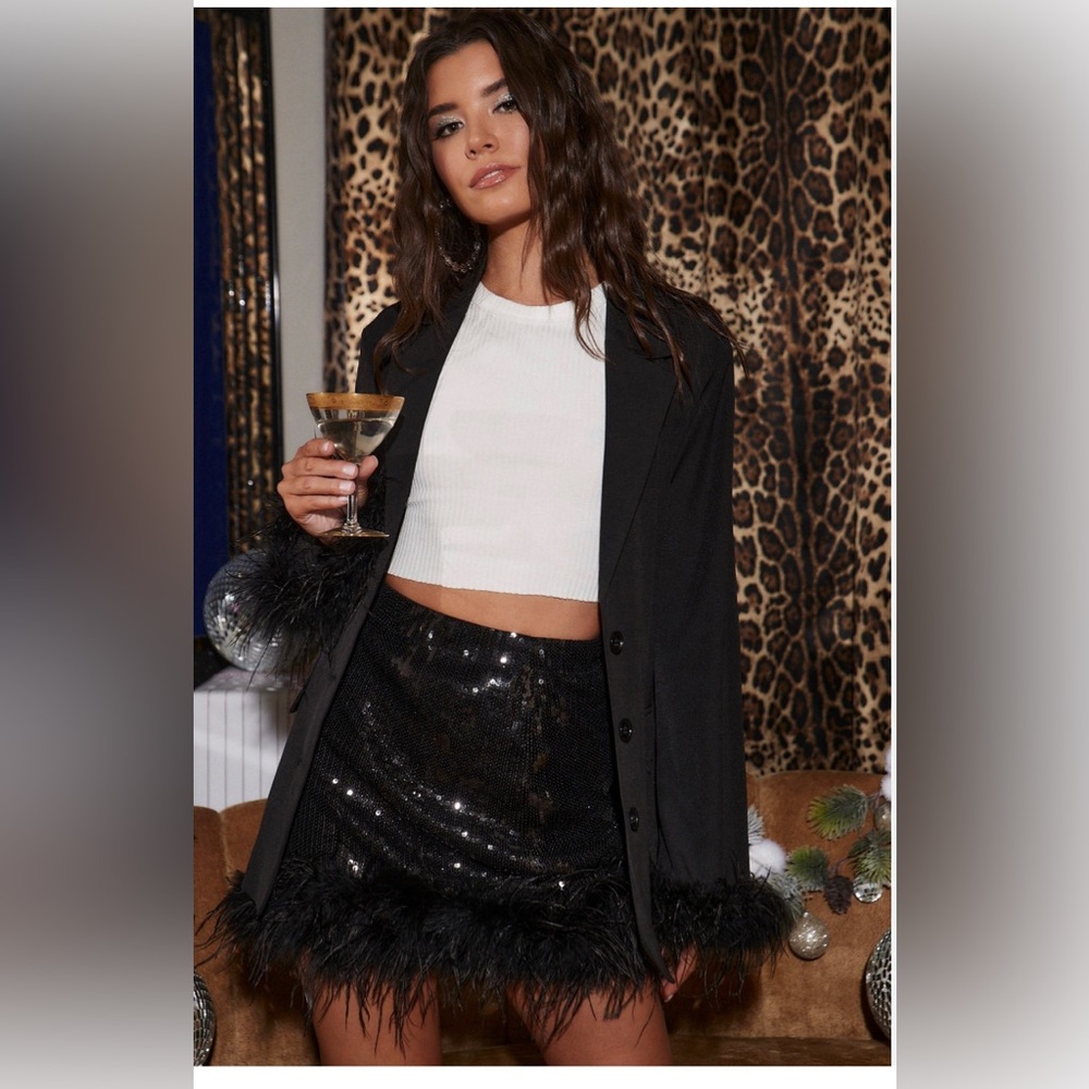 12th Tribe DARLING BLACK SEQUIN NOVELTY MINI SKIRT